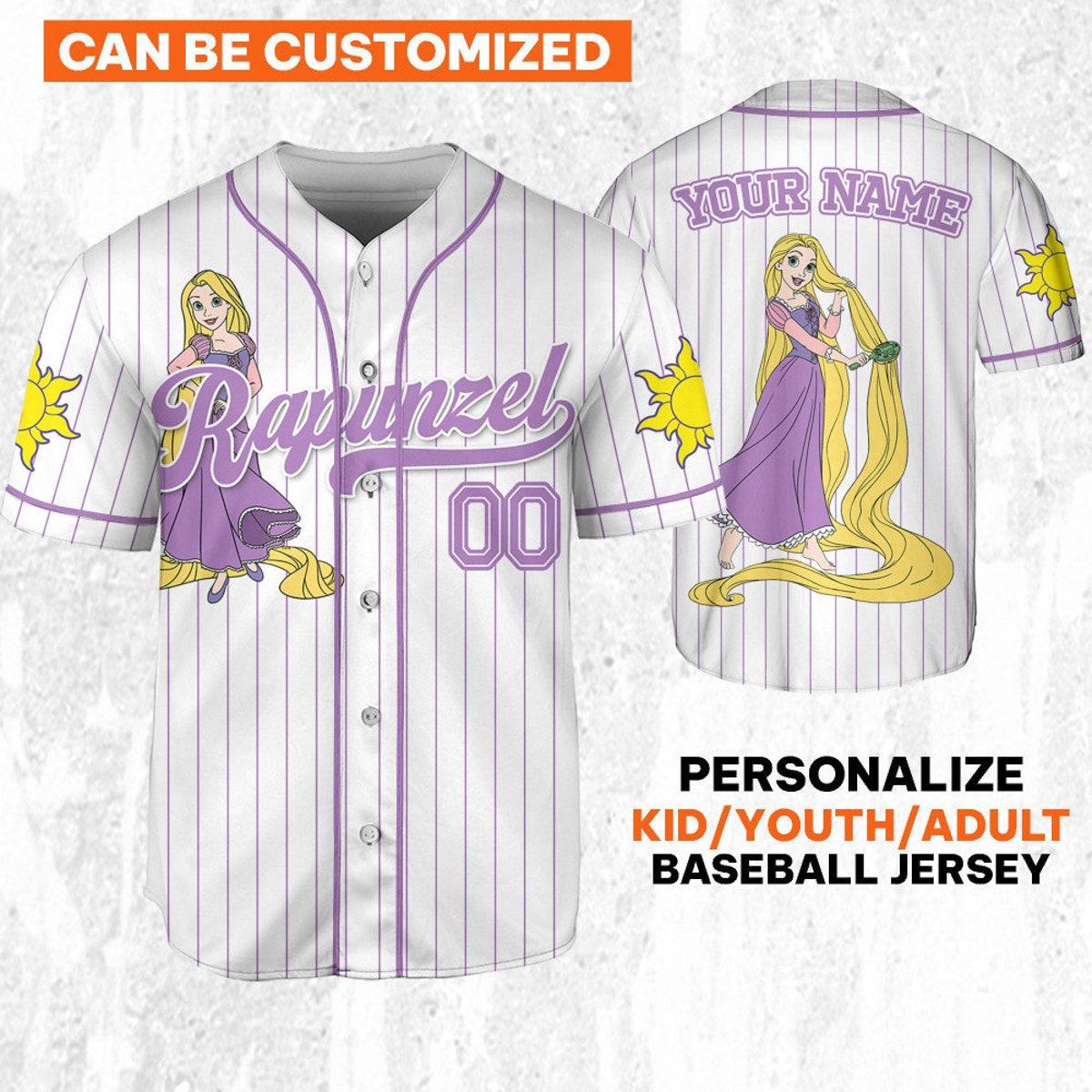 Custom Disney Princess Rapunzel Tangled Baseball Jersey 1