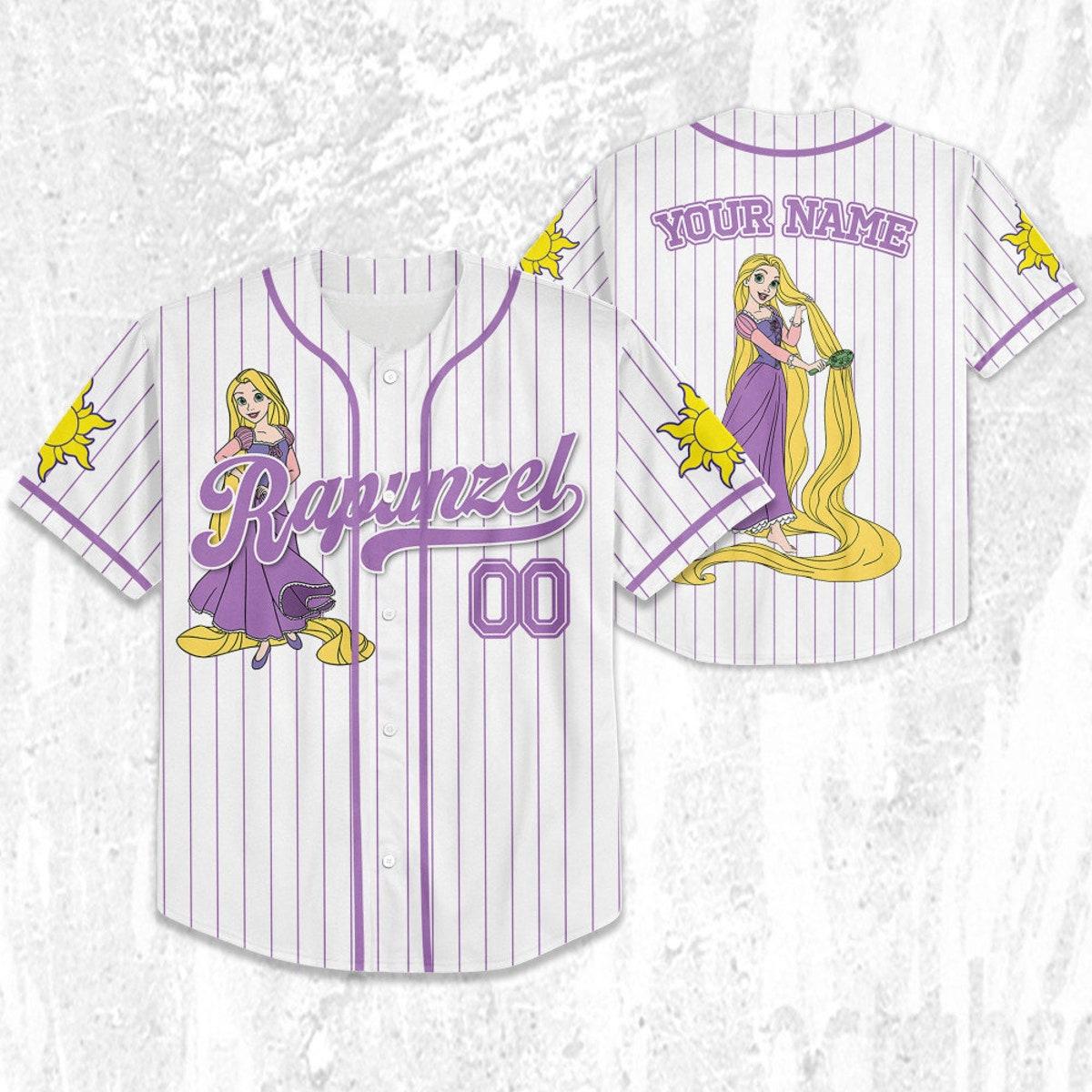 Custom Disney Princess Rapunzel Tangled Baseball Jersey 2