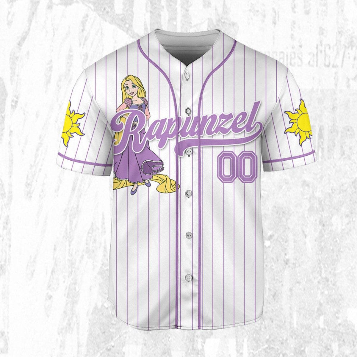 Custom Disney Princess Rapunzel Tangled Baseball Jersey 3