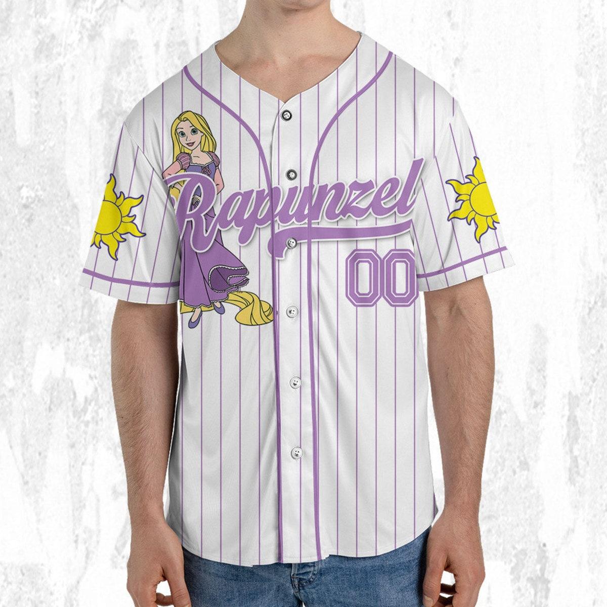 Custom Disney Princess Rapunzel Tangled Baseball Jersey 5