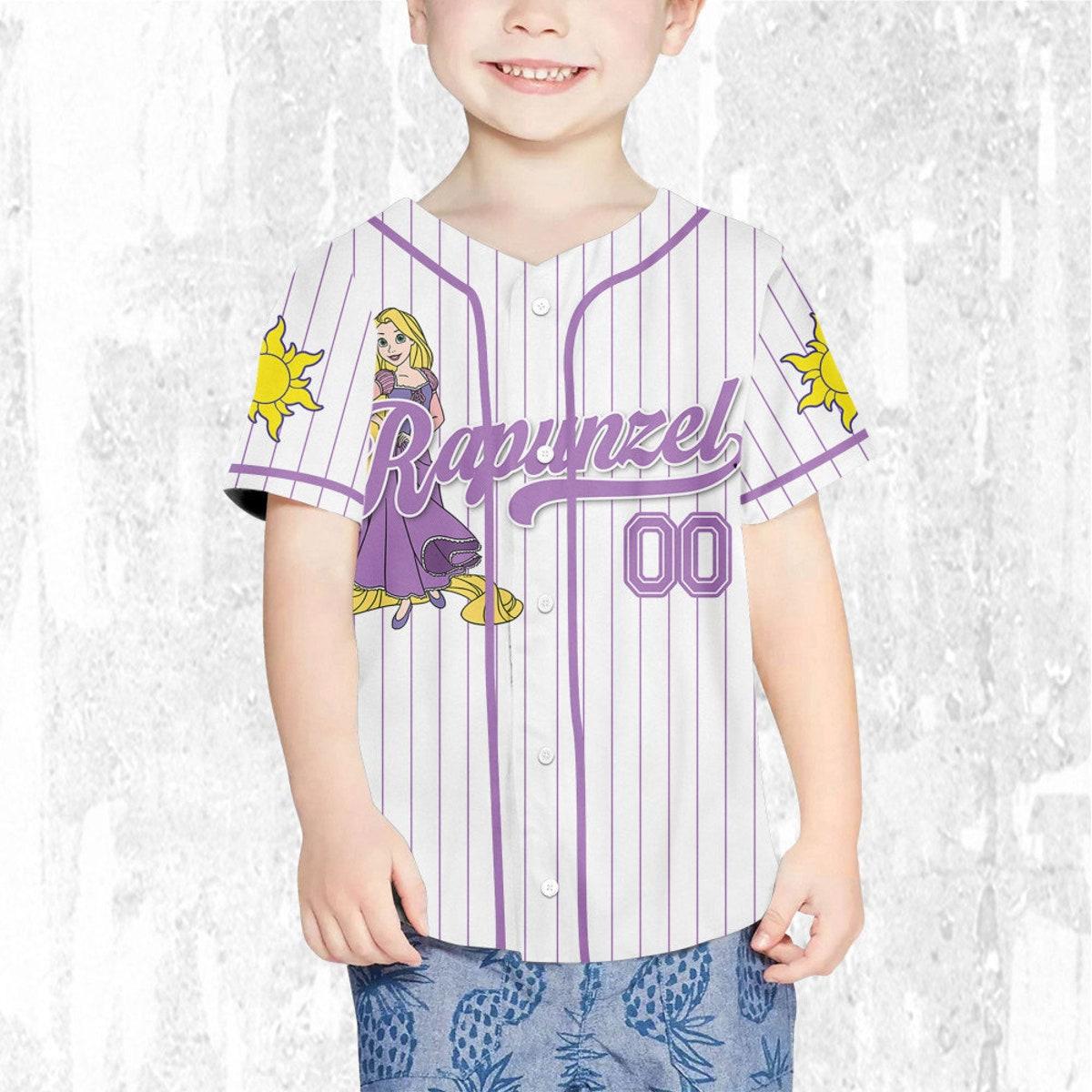 Custom Disney Princess Rapunzel Tangled Baseball Jersey 7