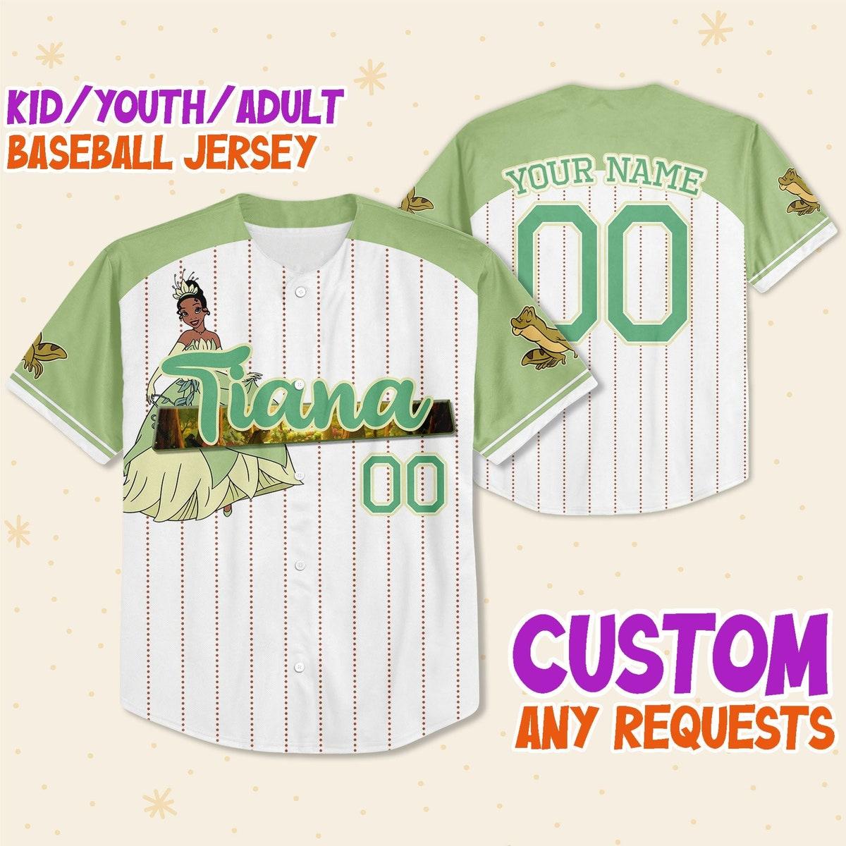 Custom Disney Princess Tiana Princess And The Frog Baseball Jersey 1