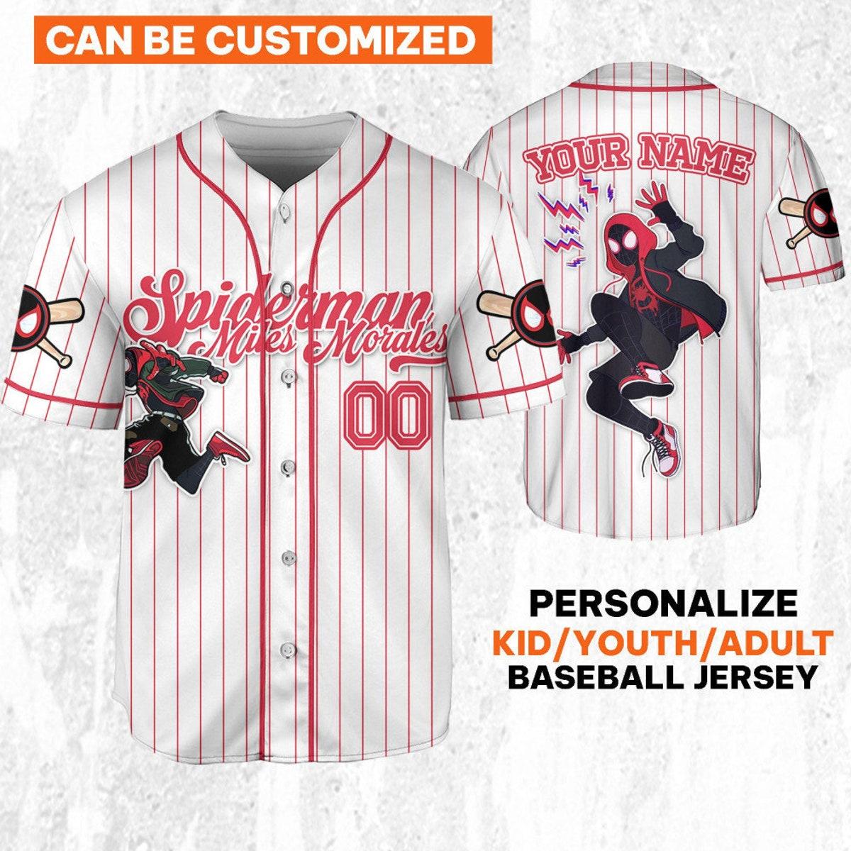 Custom Disney Spiderman Spiderverse Miles Morales Baseball Jersey 1