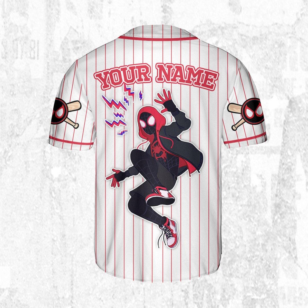 Custom Disney Spiderman Spiderverse Miles Morales Baseball Jersey 4