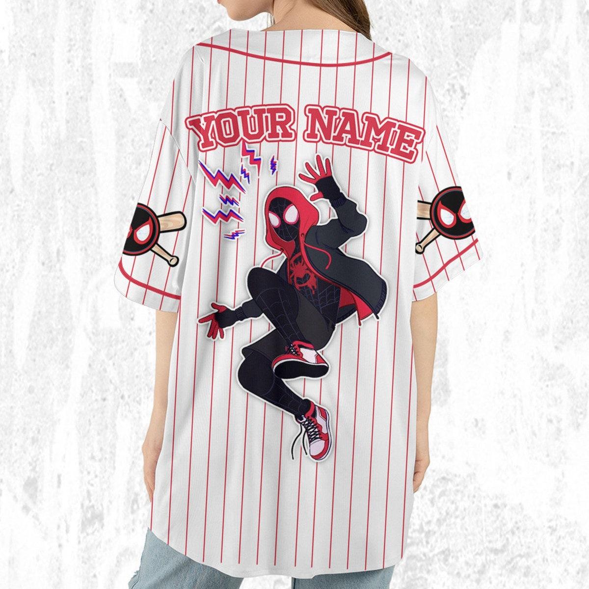 Custom Disney Spiderman Spiderverse Miles Morales Baseball Jersey 6