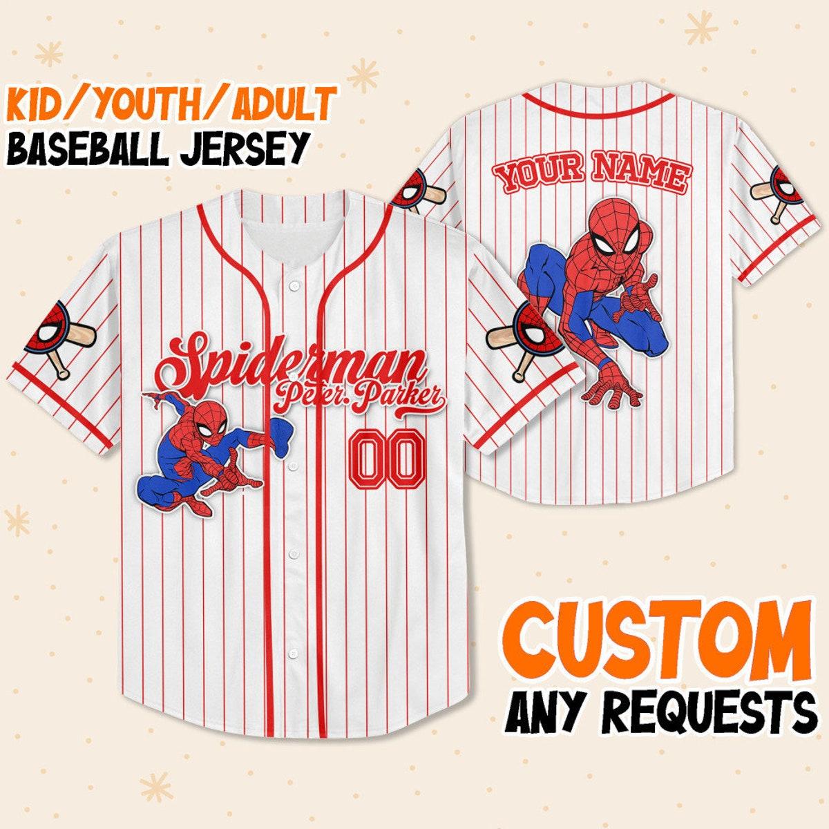 Custom Disney Spiderman Spiderverse Peter Parker Baseball Jersey 1