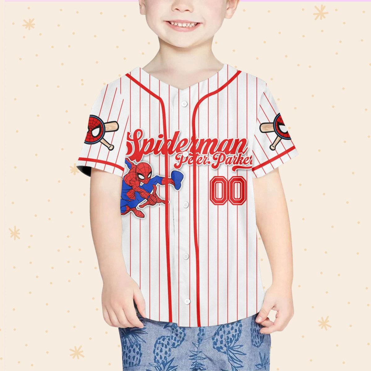 Custom Disney Spiderman Spiderverse Peter Parker Baseball Jersey 4