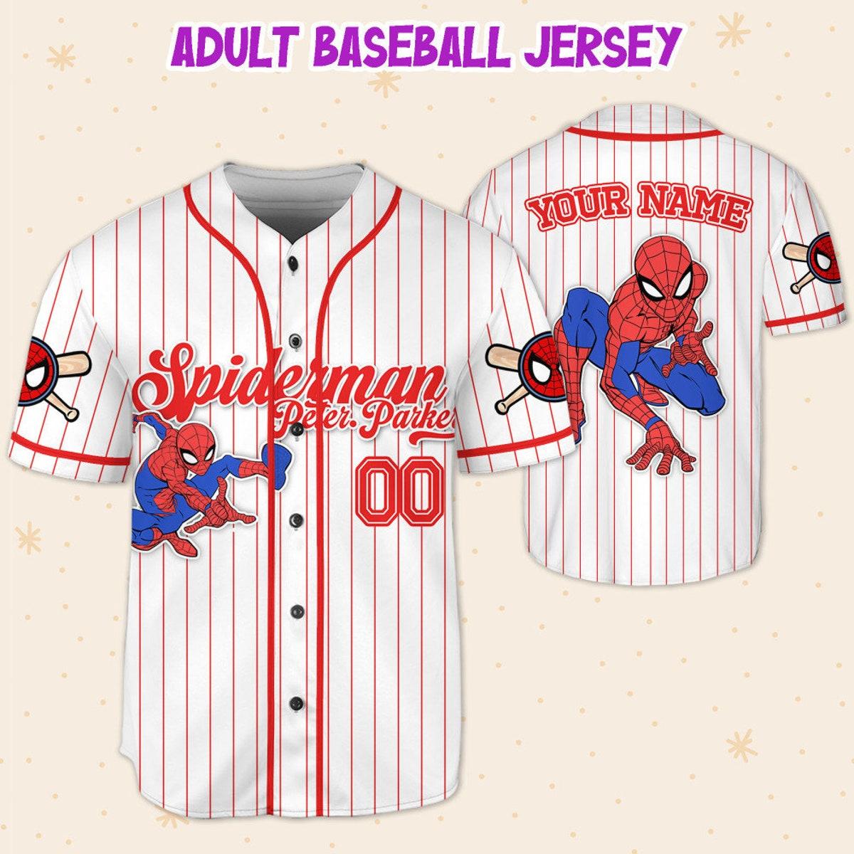 Custom Disney Spiderman Spiderverse Peter Parker Baseball Jersey 5