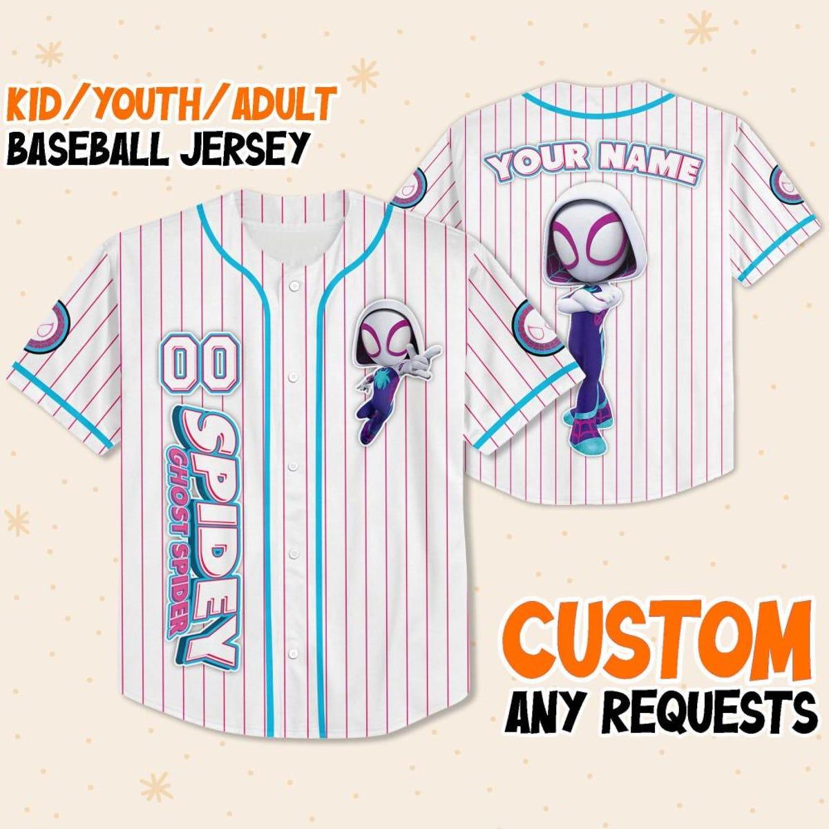 Custom Disney Spidey And Friends Gwen Ghost Spider Baseball Jersey 1