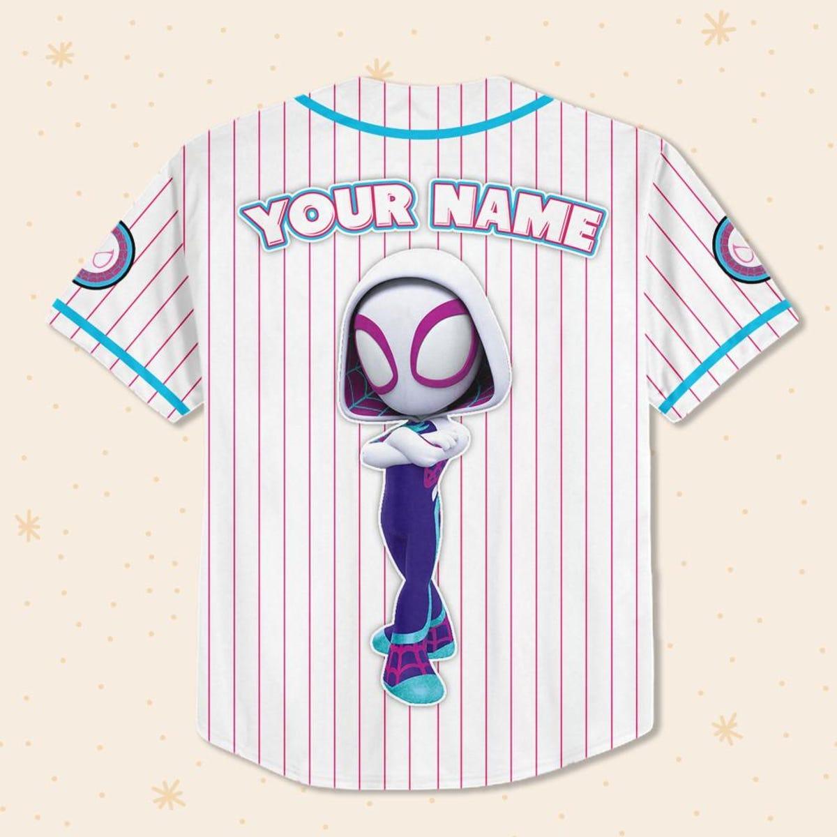 Custom Disney Spidey And Friends Gwen Ghost Spider Baseball Jersey 3