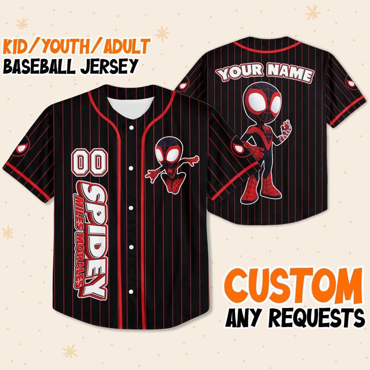 Custom Disney Spidey And Friends Miles Morales Baseball Jersey 1