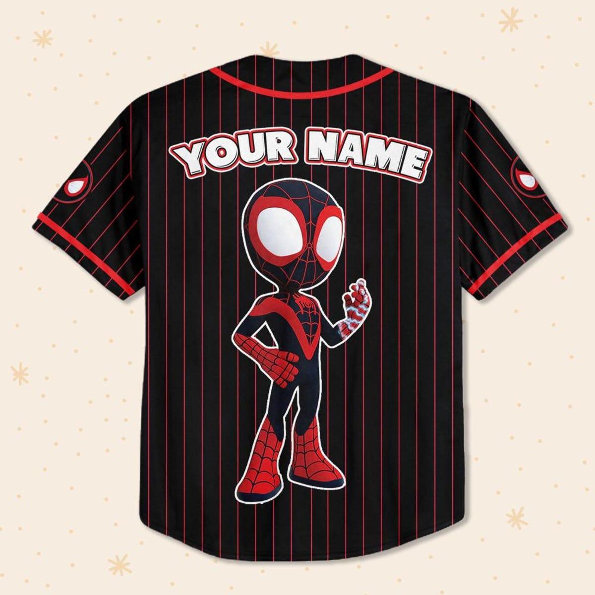 Custom Disney Spidey And Friends Miles Morales Baseball Jersey 3