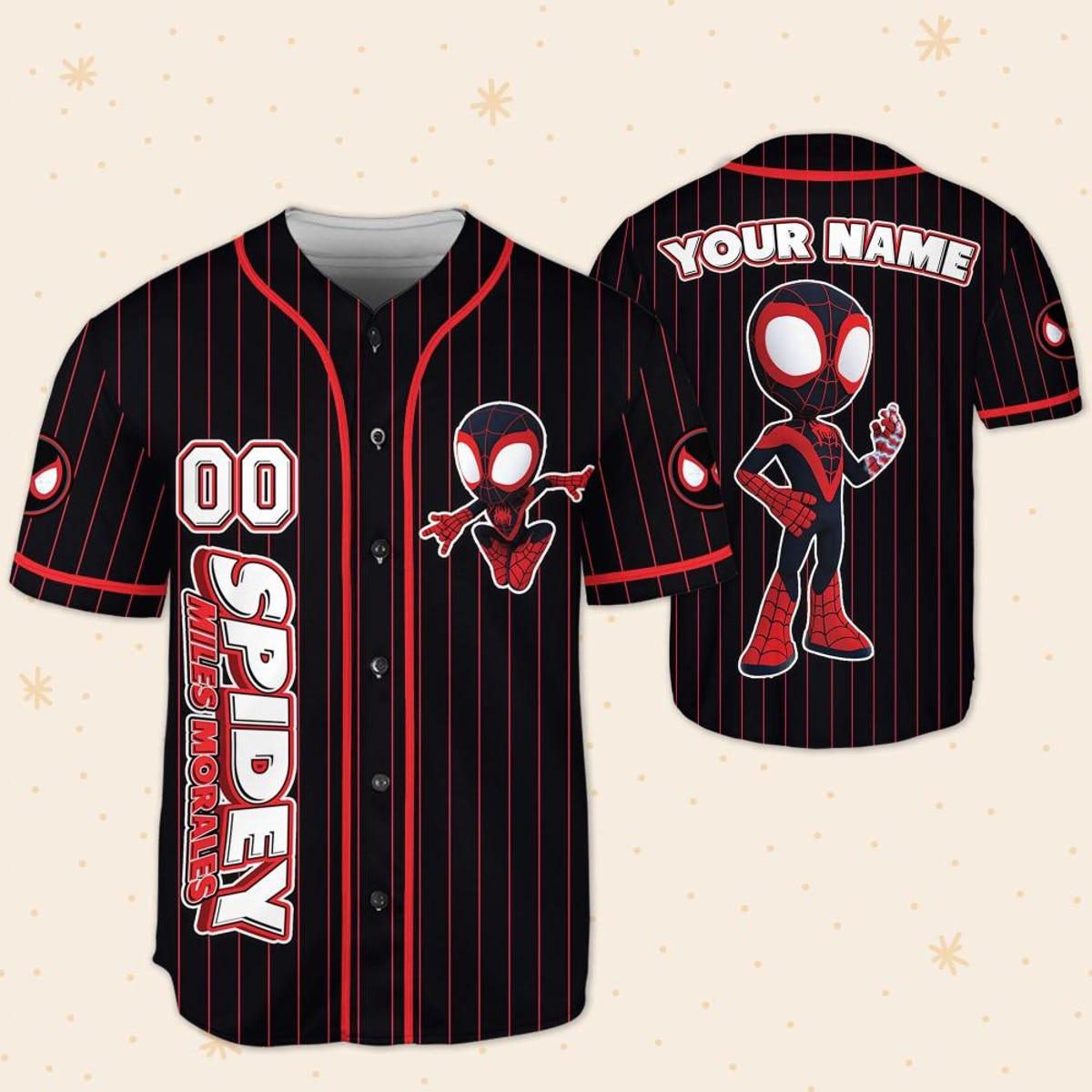 Custom Disney Spidey And Friends Miles Morales Baseball Jersey 5