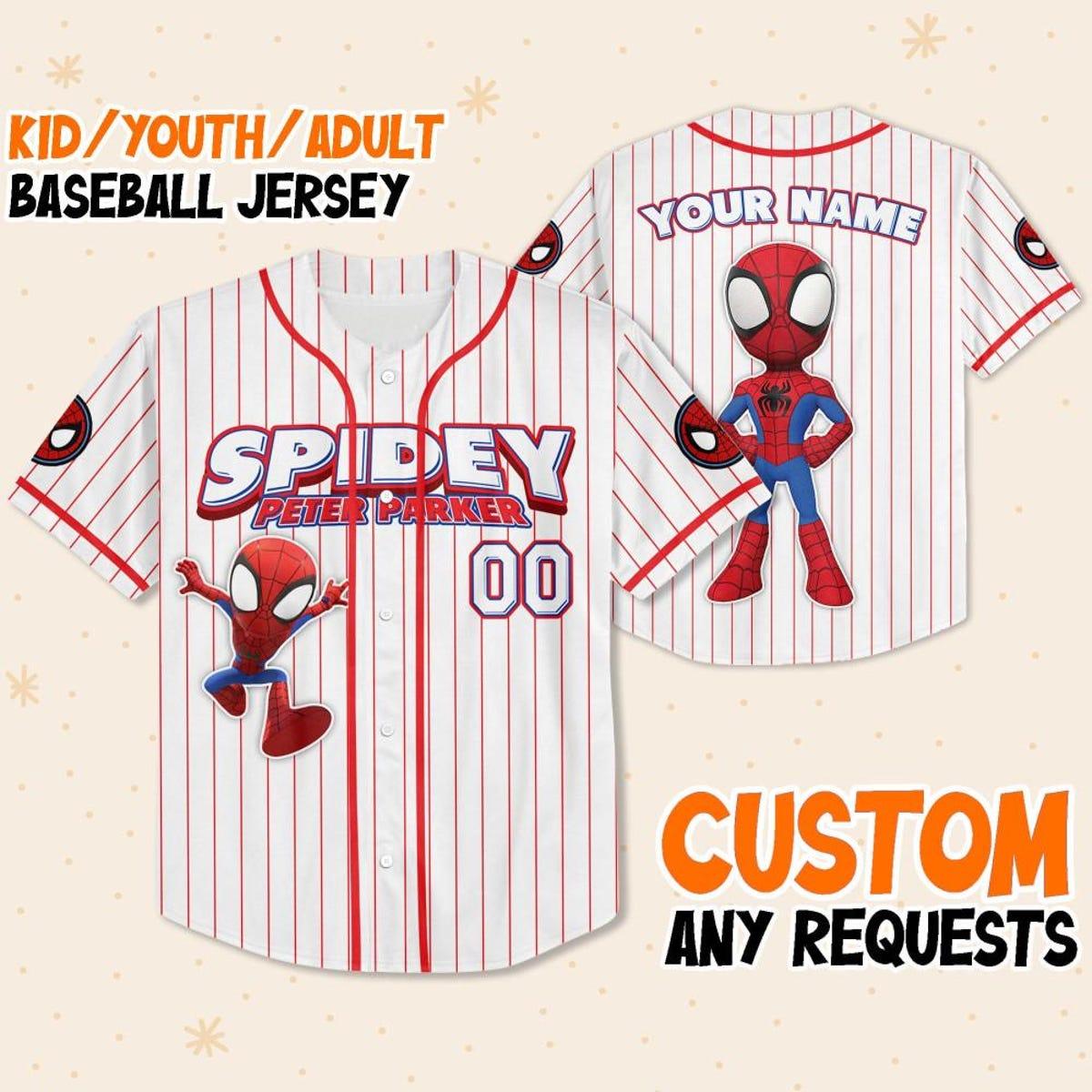 Custom Disney Spidey And Friends Peter Parker Baseball Jersey 1