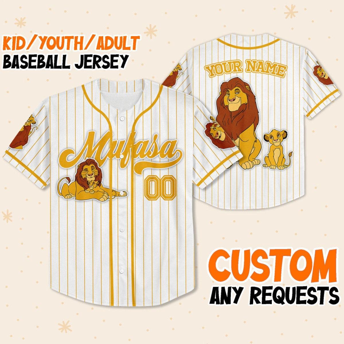 Custom Disney The Lion King Mufasa Simple Stripe Baseball Jersey 1