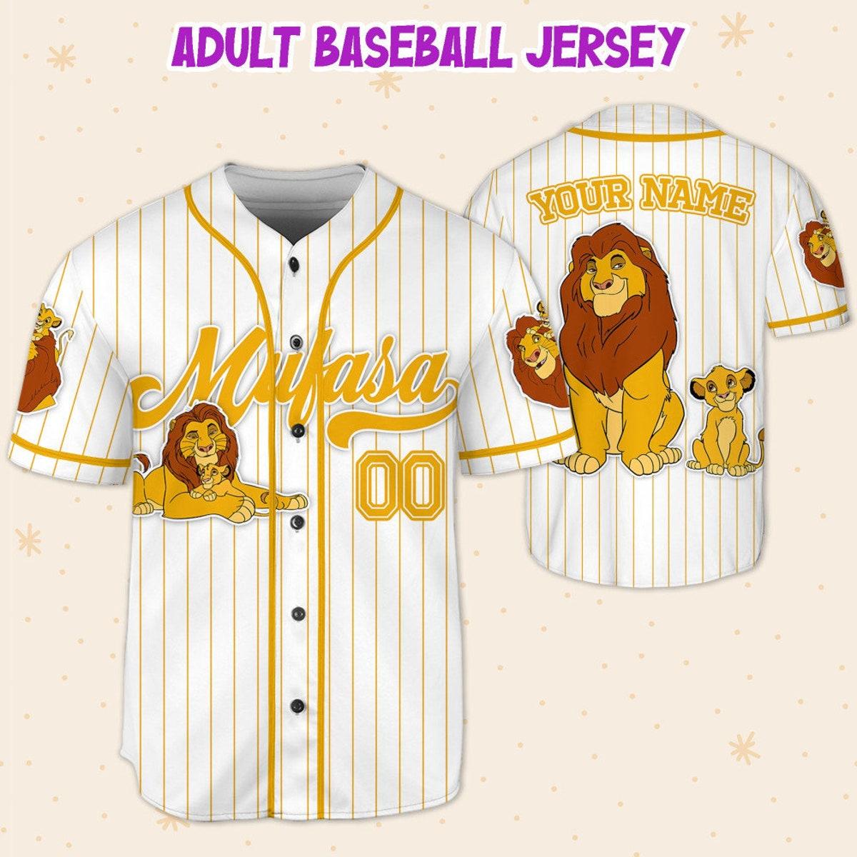 Custom Disney The Lion King Mufasa Simple Stripe Baseball Jersey 5