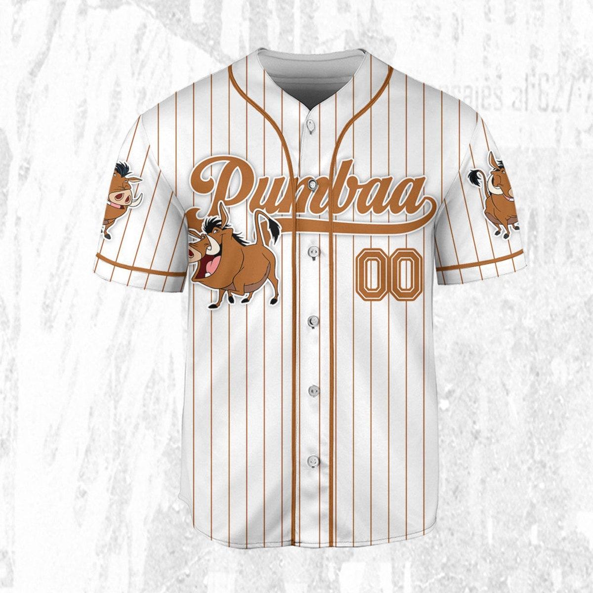 Custom Disney The Lion King Pumbaa Simple Stripe Baseball Jersey 3