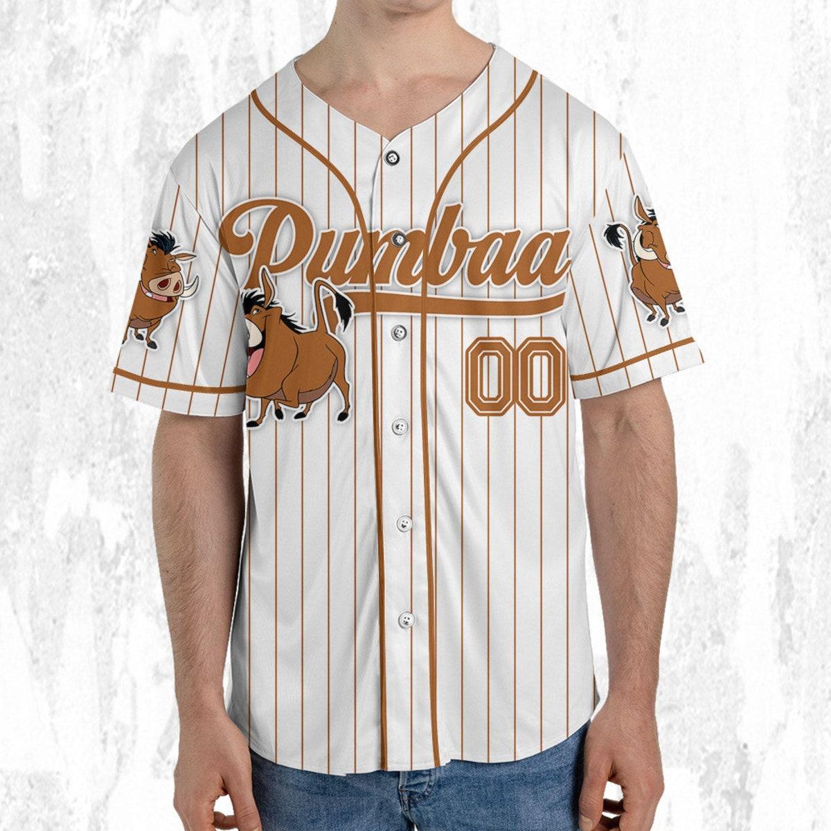 Custom Disney The Lion King Pumbaa Simple Stripe Baseball Jersey 5