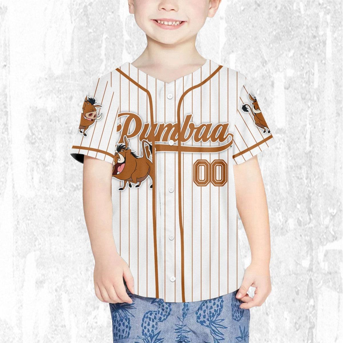 Custom Disney The Lion King Pumbaa Simple Stripe Baseball Jersey 7