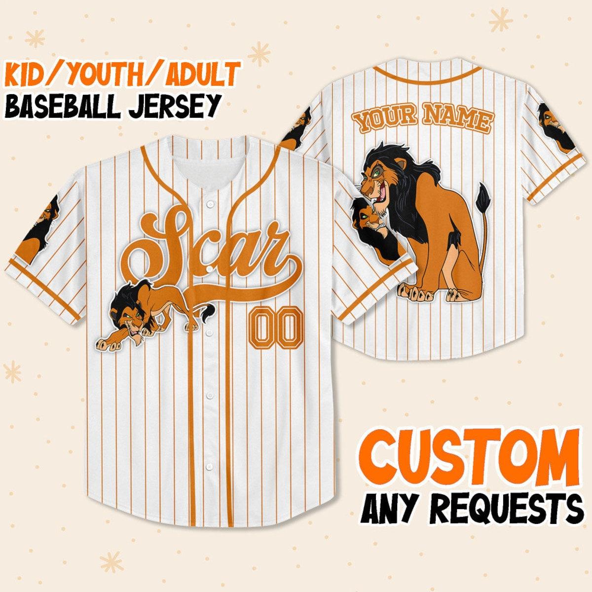 Custom Disney The Lion King Scar Simple Stripe Custom Baseball Jersey 1