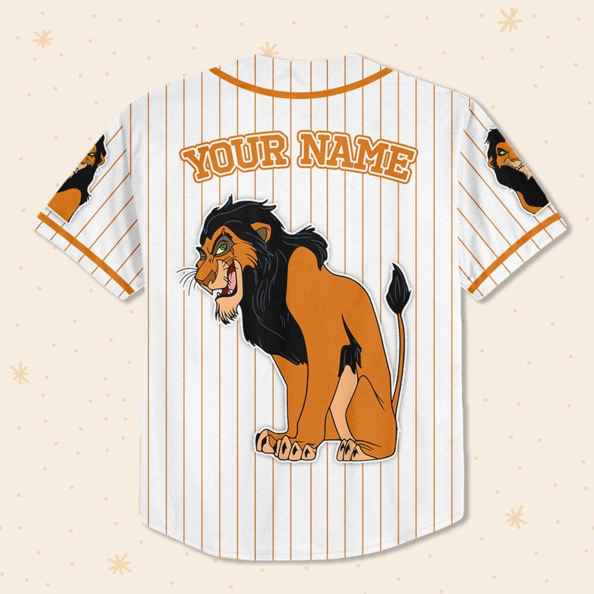 Custom Disney The Lion King Scar Simple Stripe Custom Baseball Jersey 3