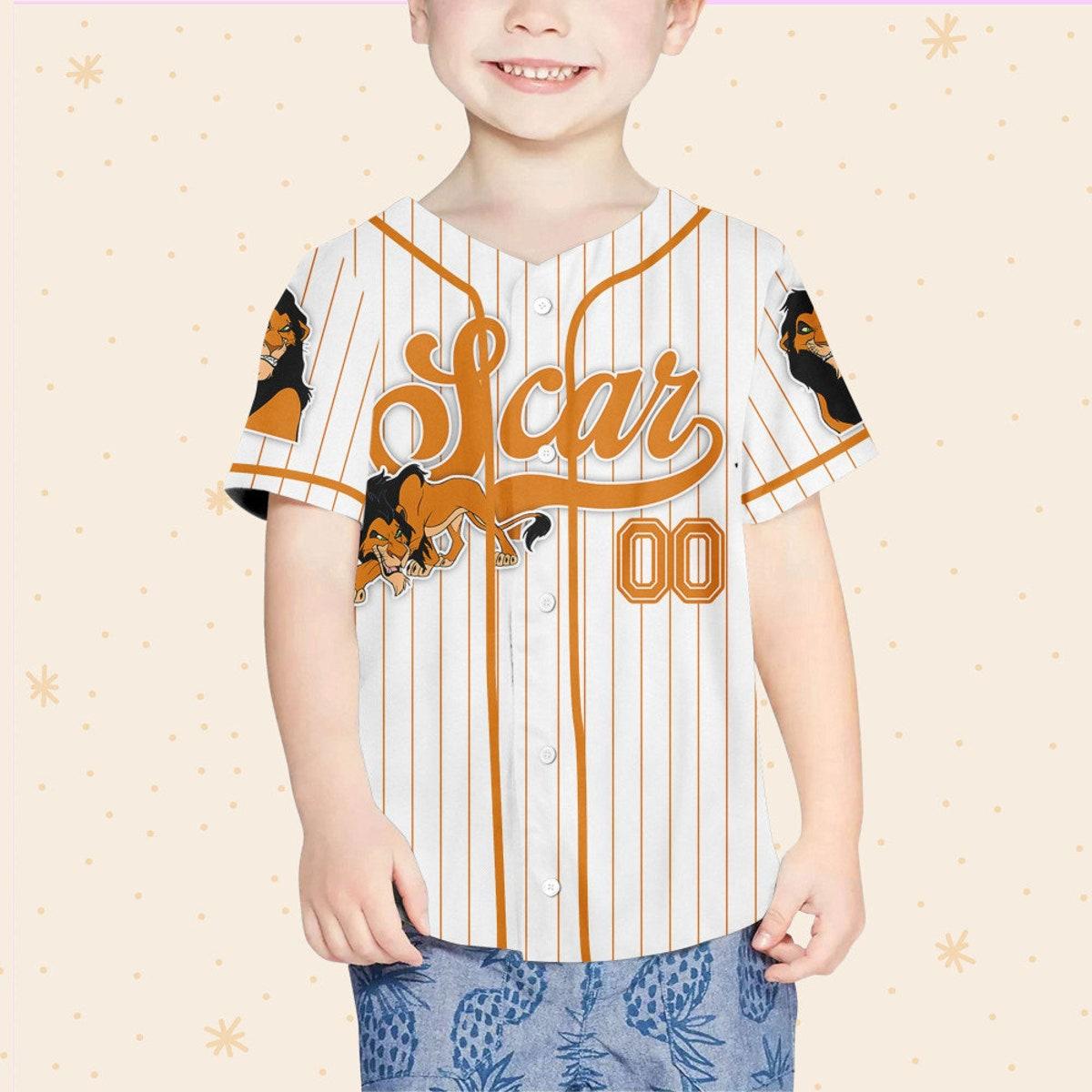 Custom Disney The Lion King Scar Simple Stripe Custom Baseball Jersey 4