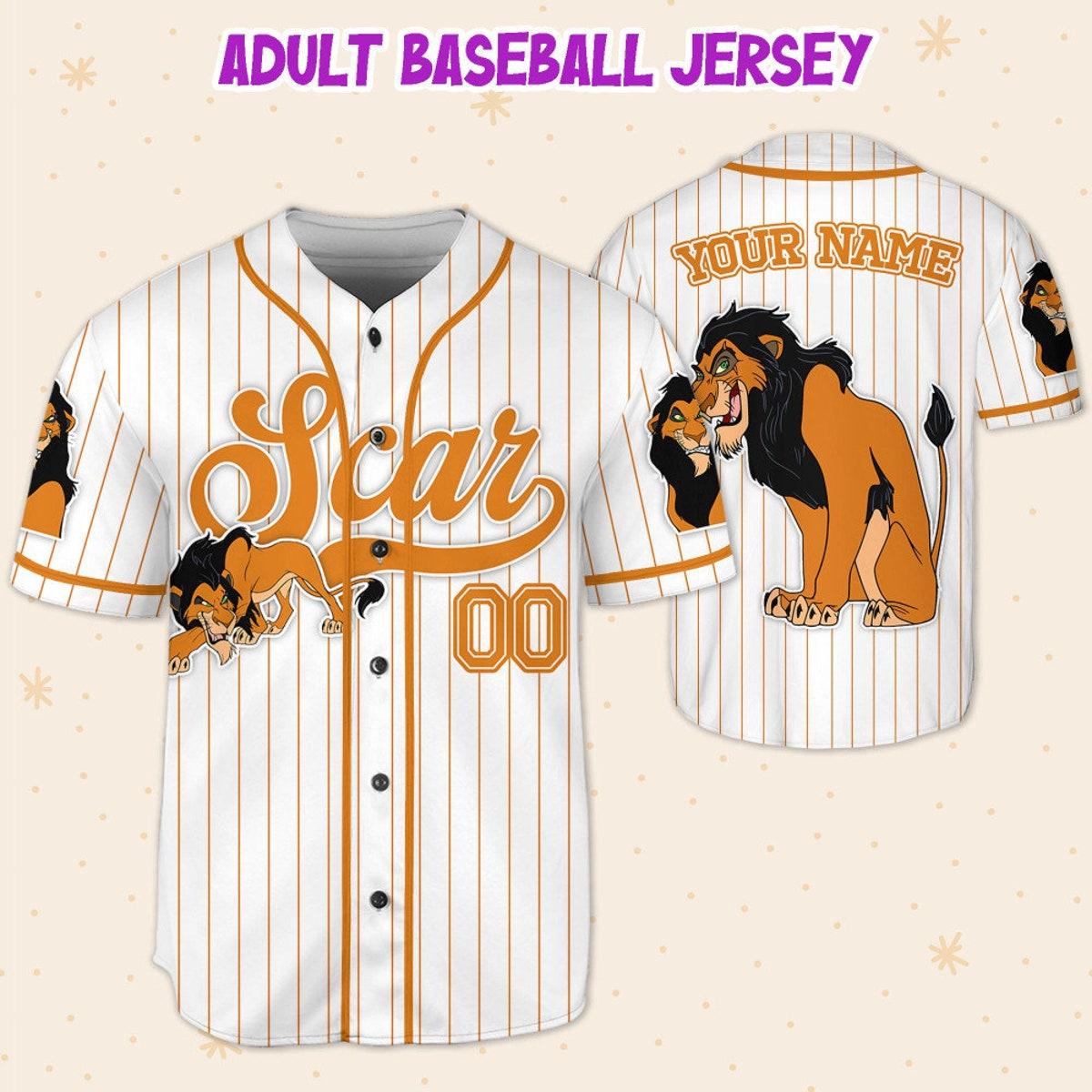 Custom Disney The Lion King Scar Simple Stripe Custom Baseball Jersey 5