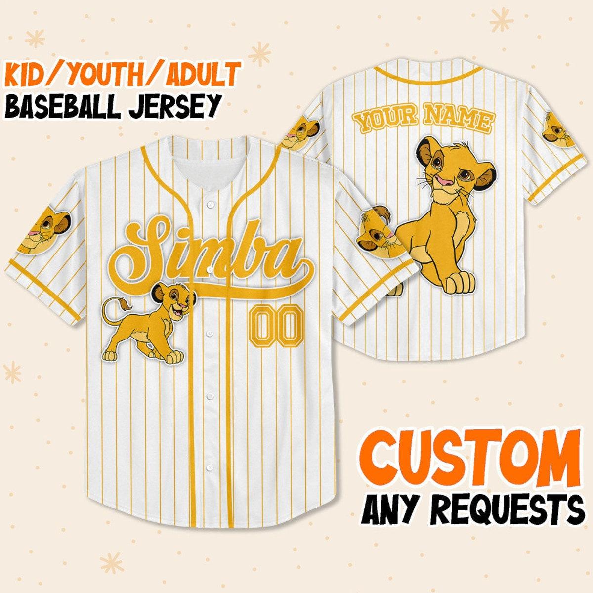 Custom Disney The Lion King Simba Simple Stripe Baseball Jersey 1