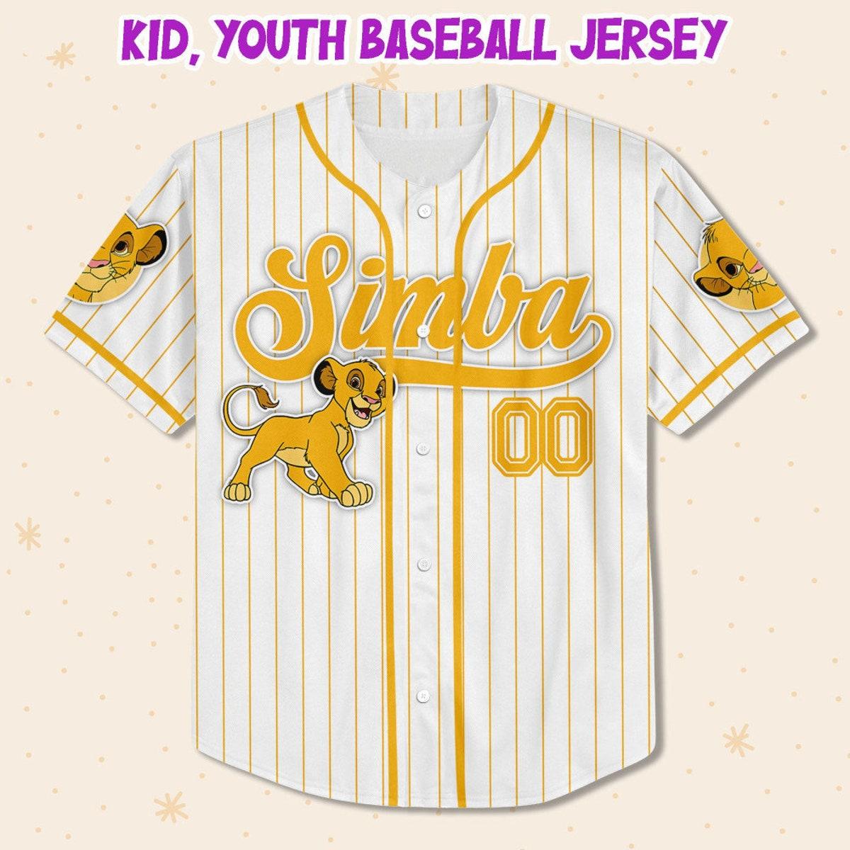 Custom Disney The Lion King Simba Simple Stripe Baseball Jersey 2