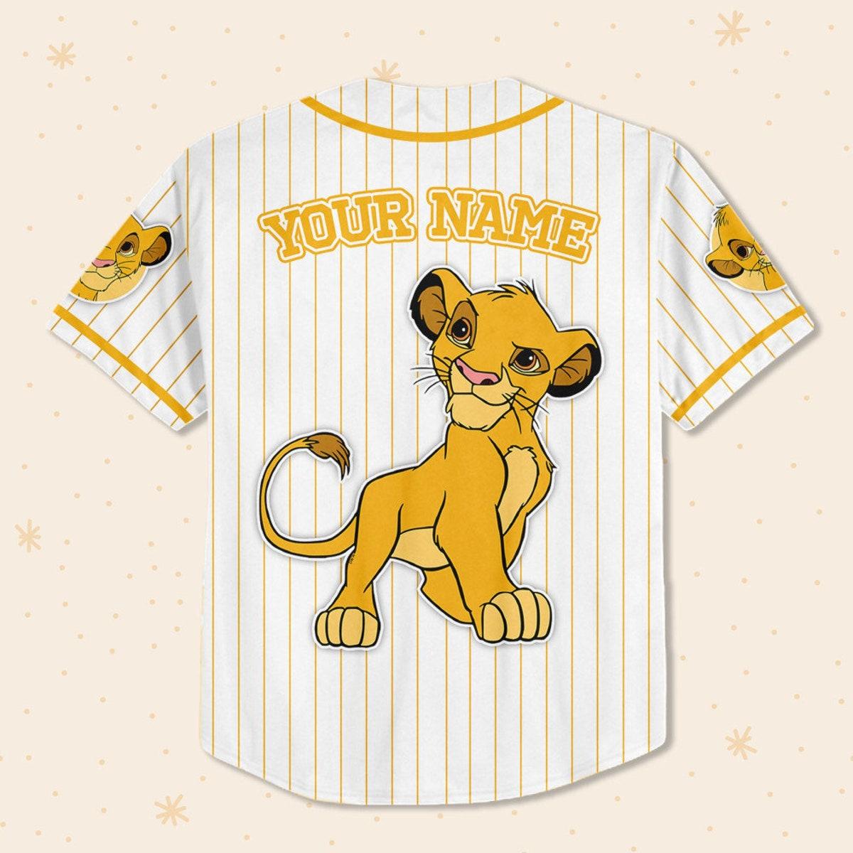 Custom Disney The Lion King Simba Simple Stripe Baseball Jersey 3