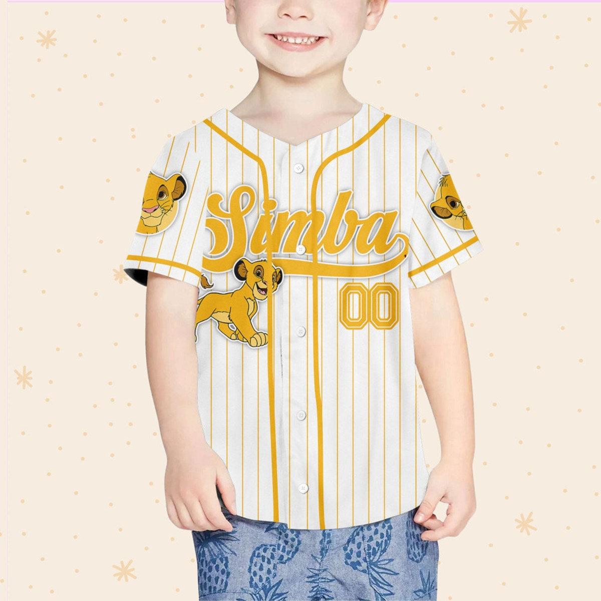 Custom Disney The Lion King Simba Simple Stripe Baseball Jersey 4