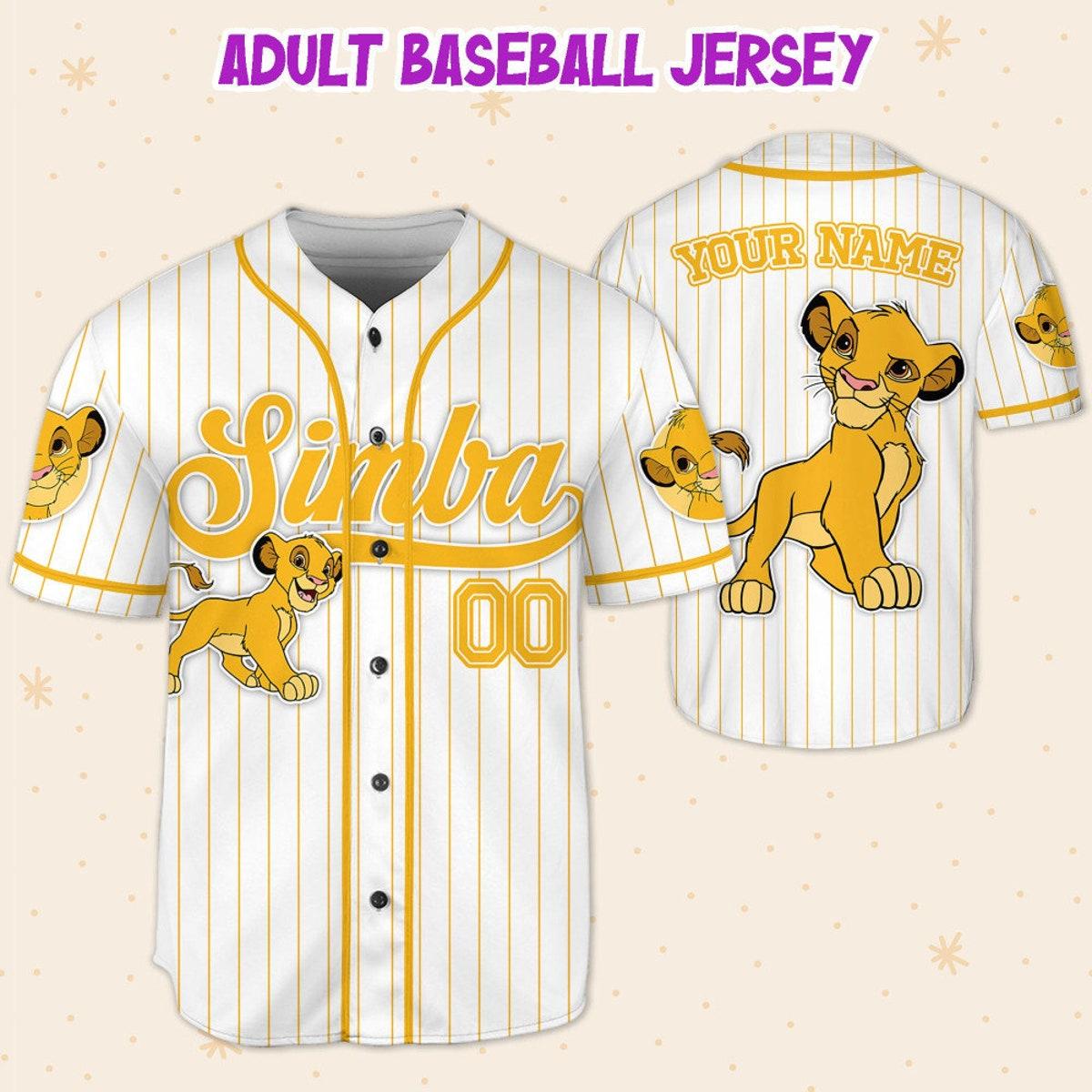 Custom Disney The Lion King Simba Simple Stripe Baseball Jersey 5