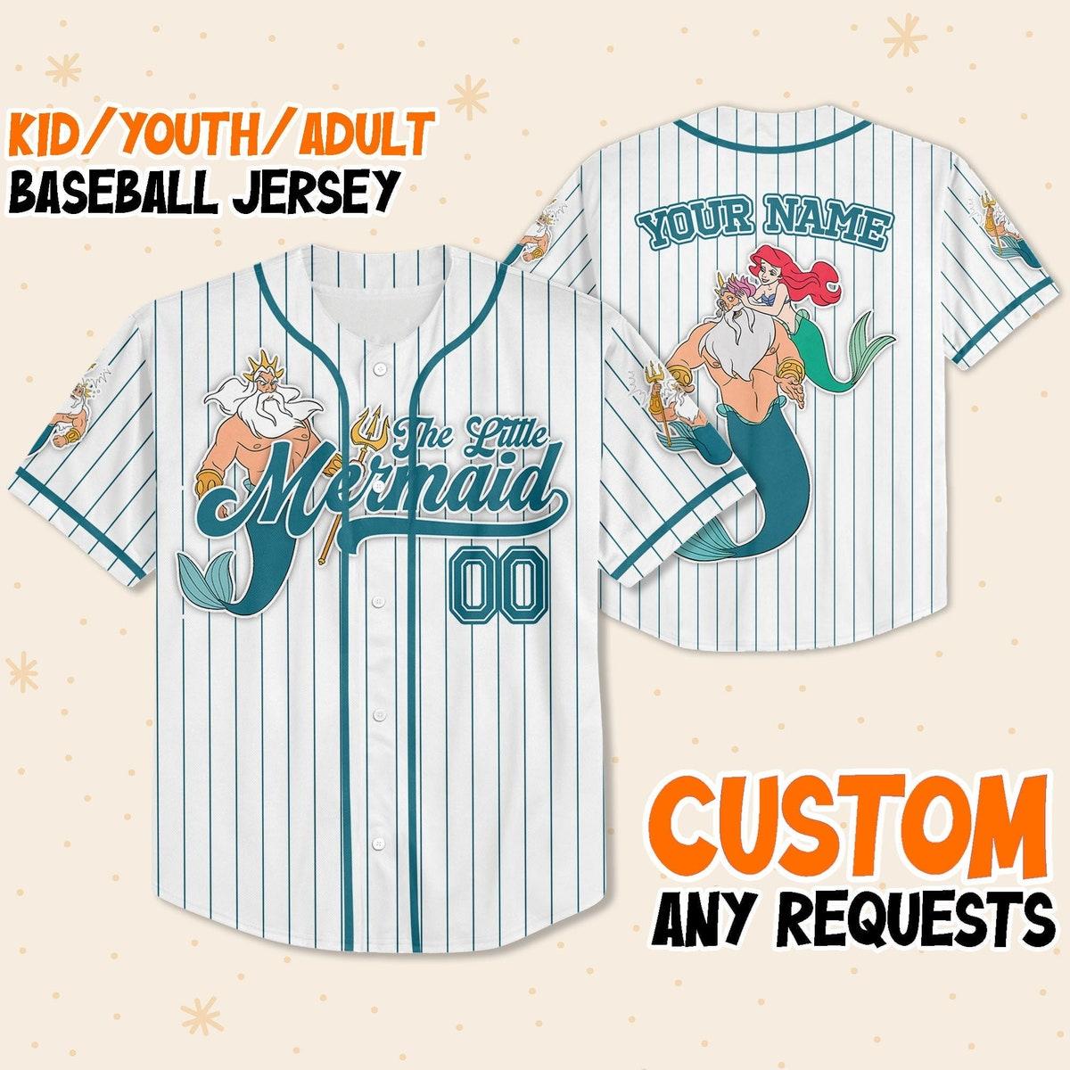 Custom Disney The Little Mermaid King Triton Simple Stripe Baseball Jersey 1