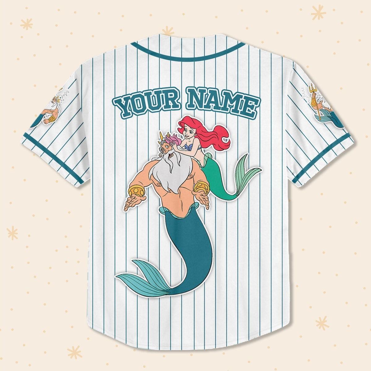 Custom Disney The Little Mermaid King Triton Simple Stripe Baseball Jersey 3