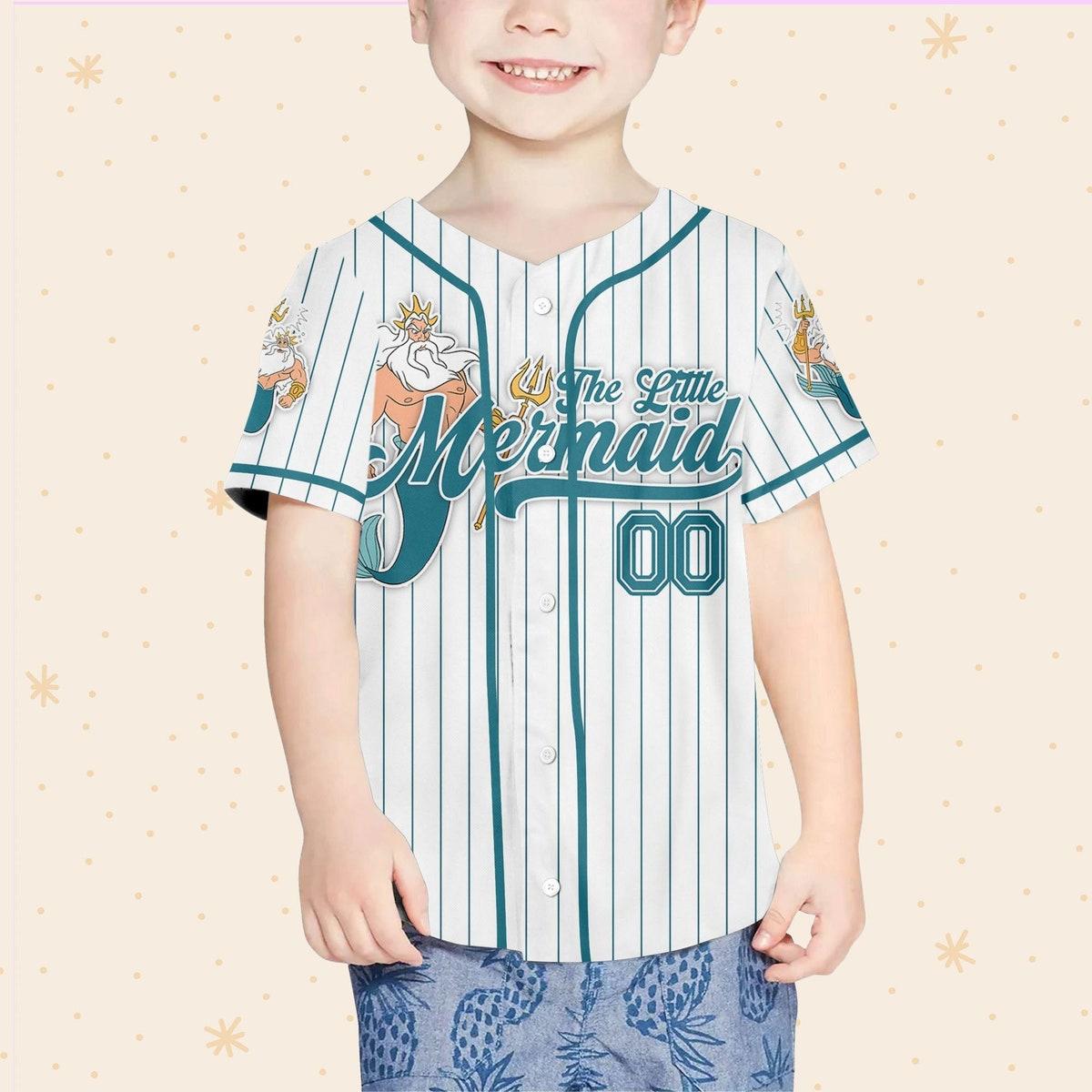 Custom Disney The Little Mermaid King Triton Simple Stripe Baseball Jersey 4