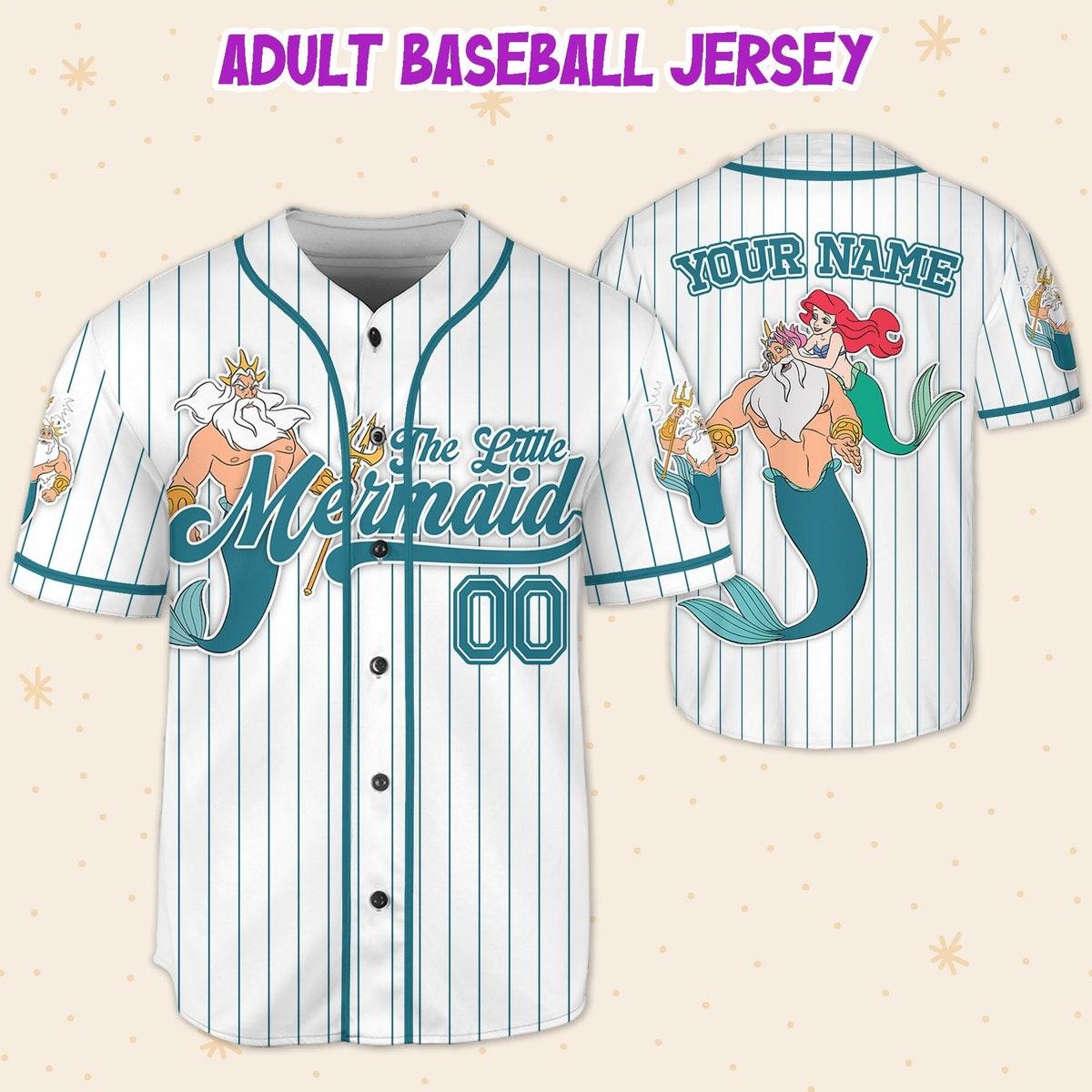 Custom Disney The Little Mermaid King Triton Simple Stripe Baseball Jersey 5