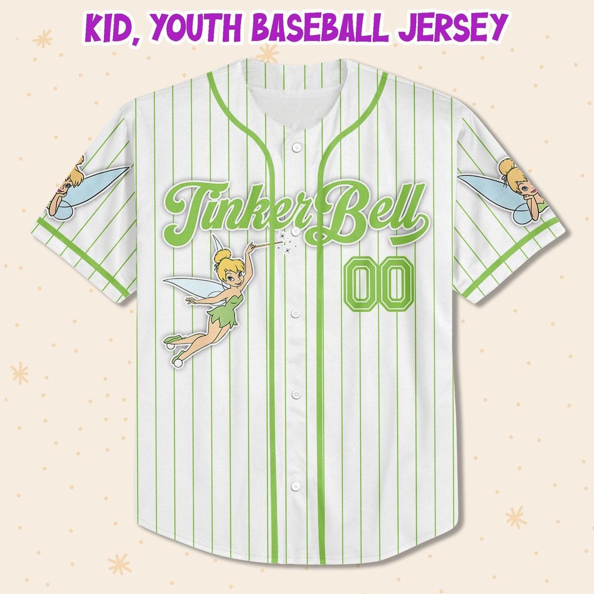 Custom Disney Tinkerbell Simple Stripe Baseball Jersey 2