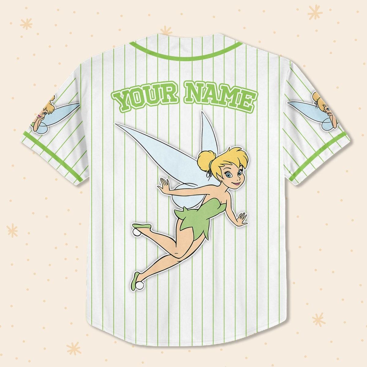 Custom Disney Tinkerbell Simple Stripe Baseball Jersey 3