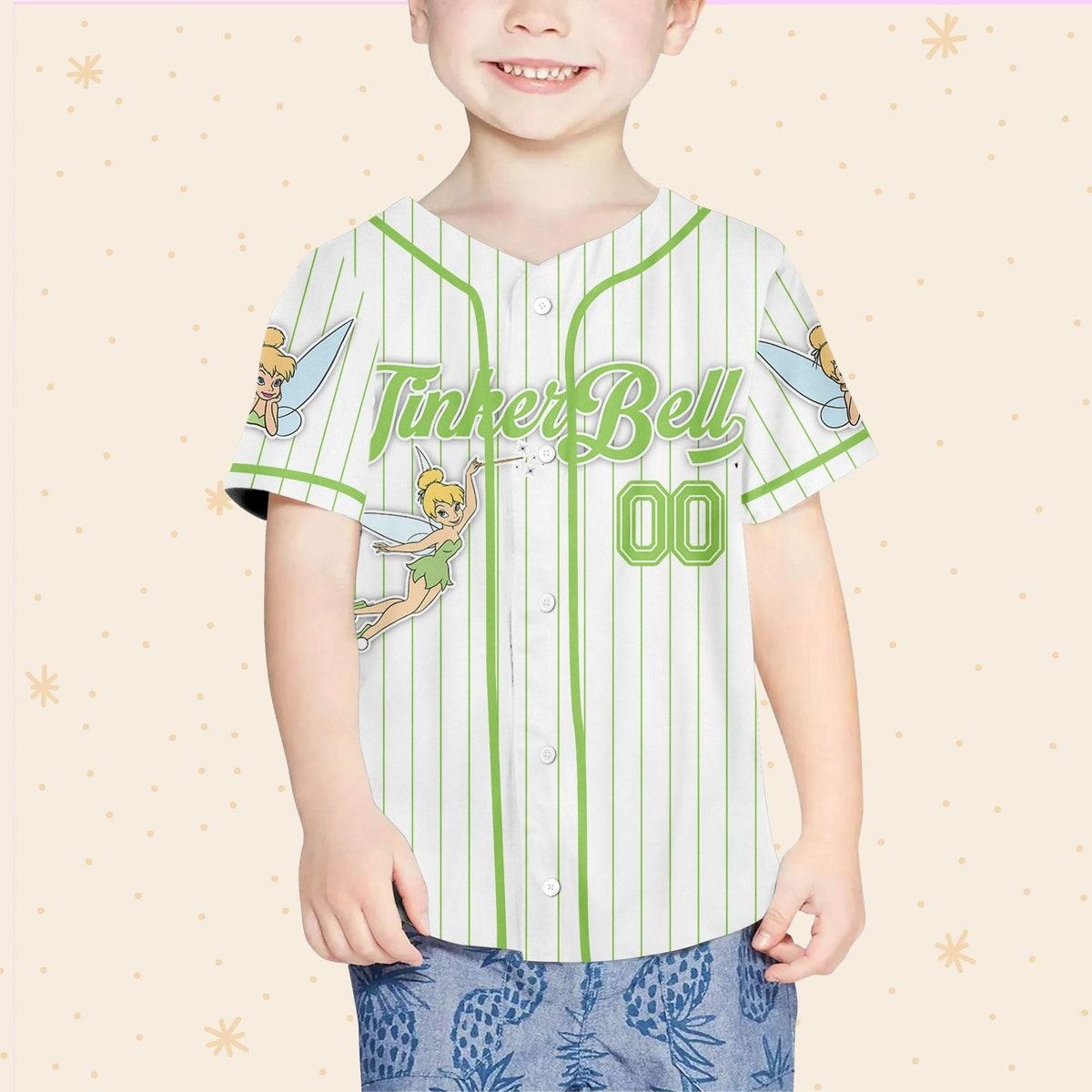 Custom Disney Tinkerbell Simple Stripe Baseball Jersey 4