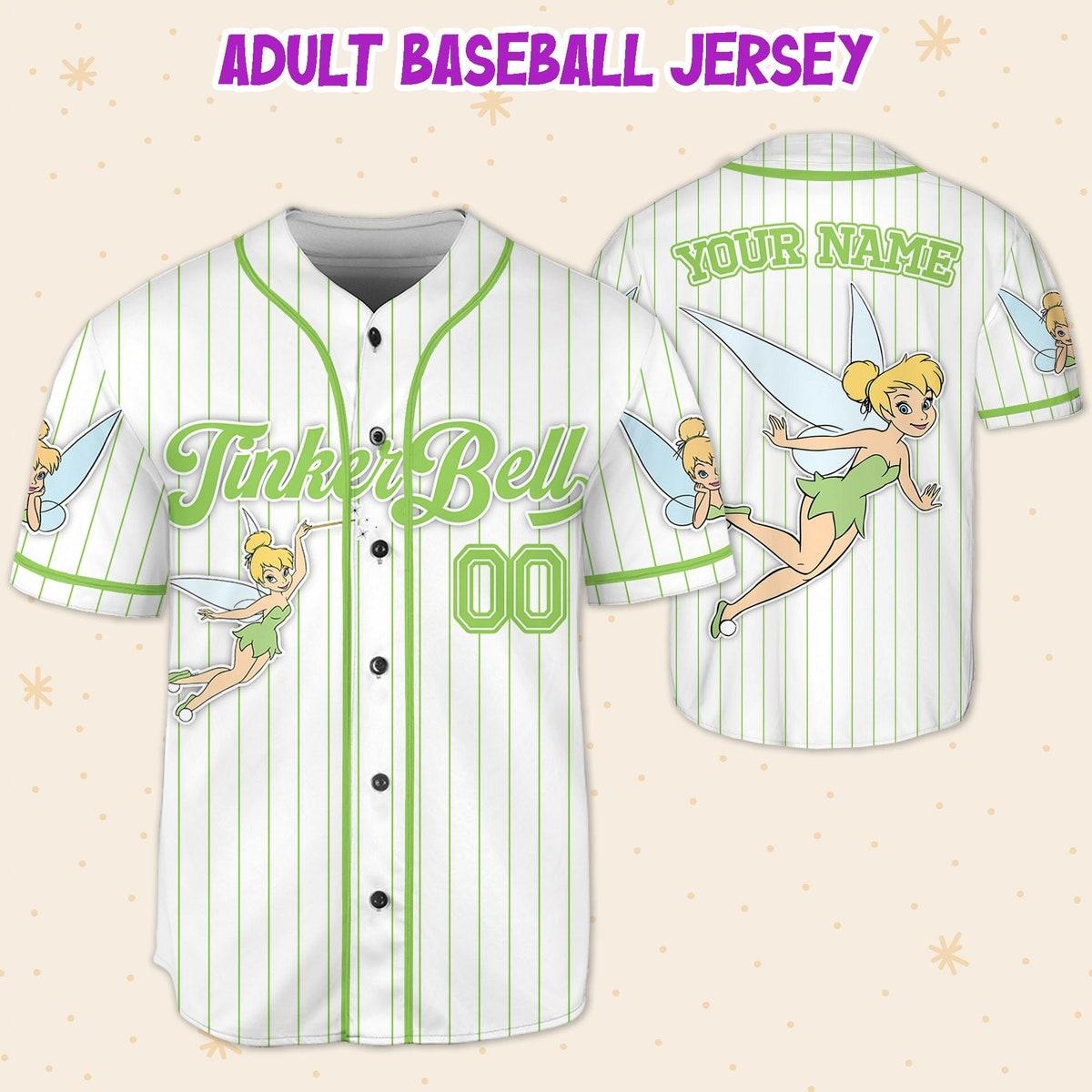 Custom Disney Tinkerbell Simple Stripe Baseball Jersey 5