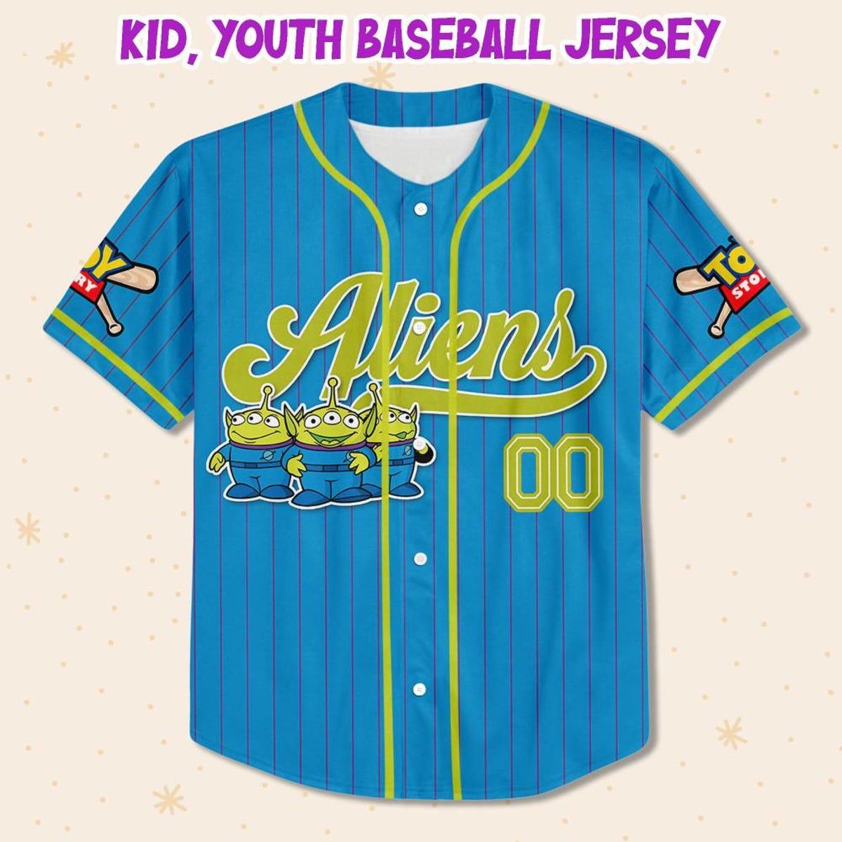 Custom Disney Toy Story Aliens Blue Simple Baseball Jersey 2