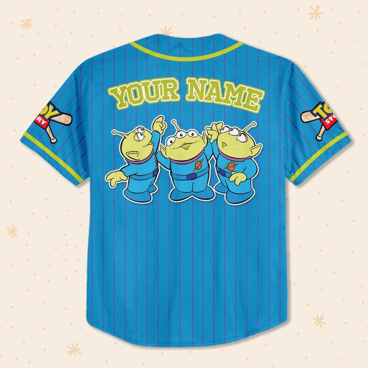 Custom Disney Toy Story Aliens Blue Simple Baseball Jersey 3