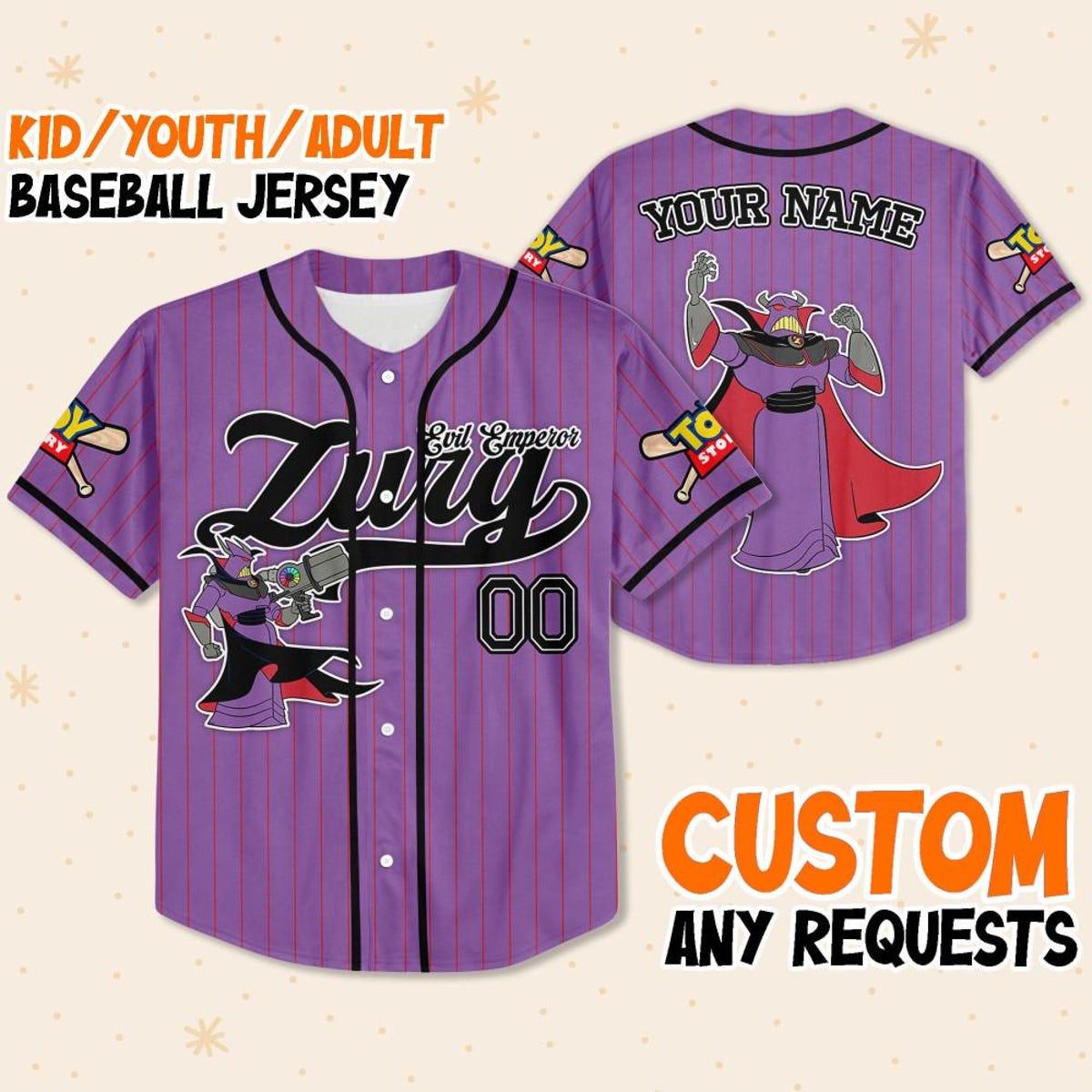 Custom Disney Toy Story Emperor Zurg Purple Simple Baseball Jersey 1