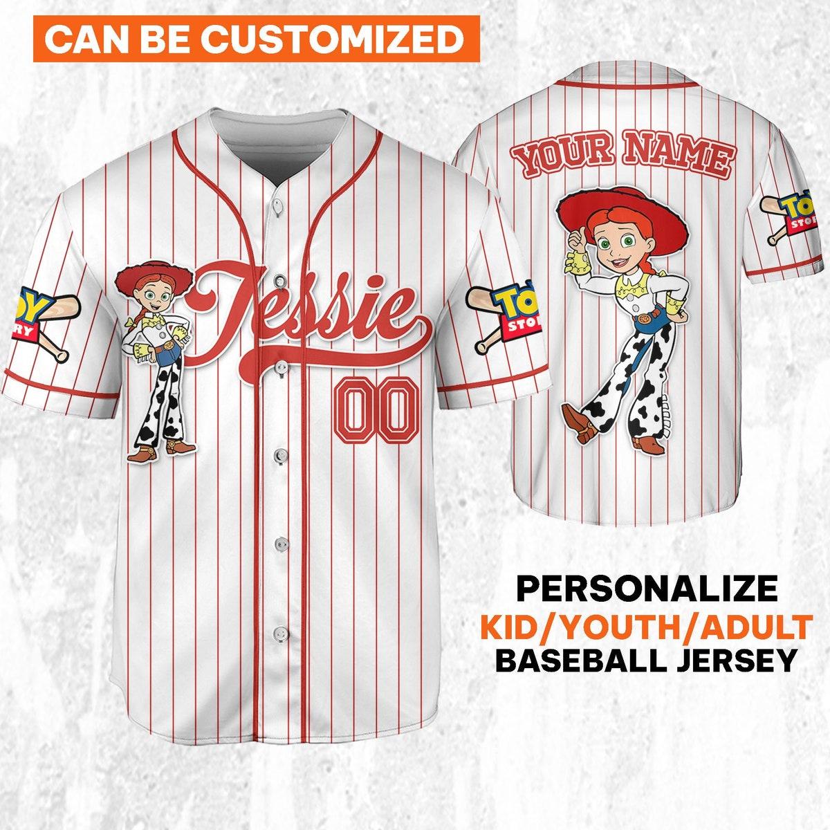 Custom Disney Toy Story Jessie Sheriff Woody Buzz Lightyear Baseball Jersey 1