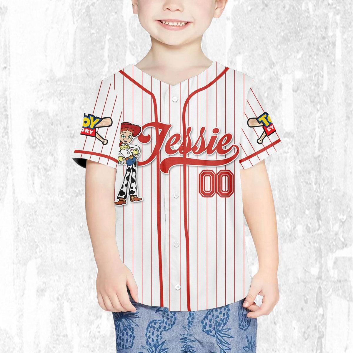 Custom Disney Toy Story Jessie Sheriff Woody Buzz Lightyear Baseball Jersey 7