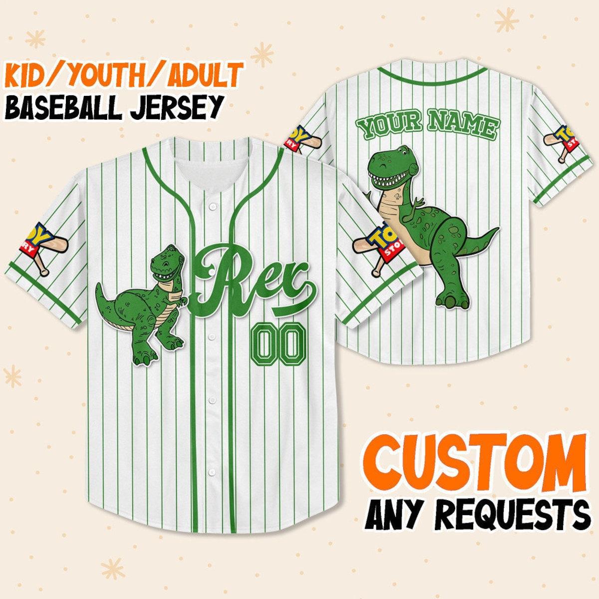 Custom Disney Toy Story Rex Baseball Jersey 1