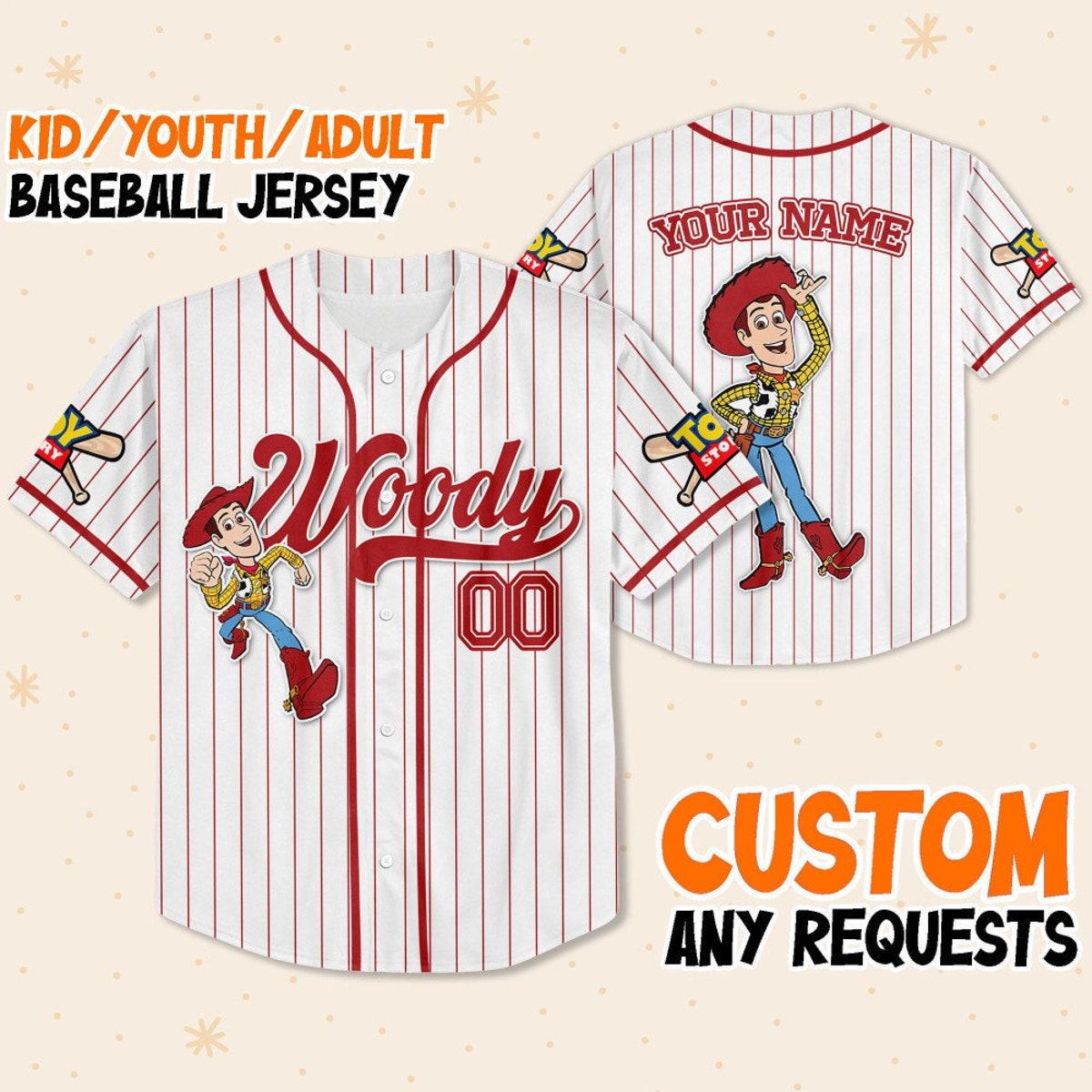 Custom Disney Toy Story Woody Baseball Jersey 1