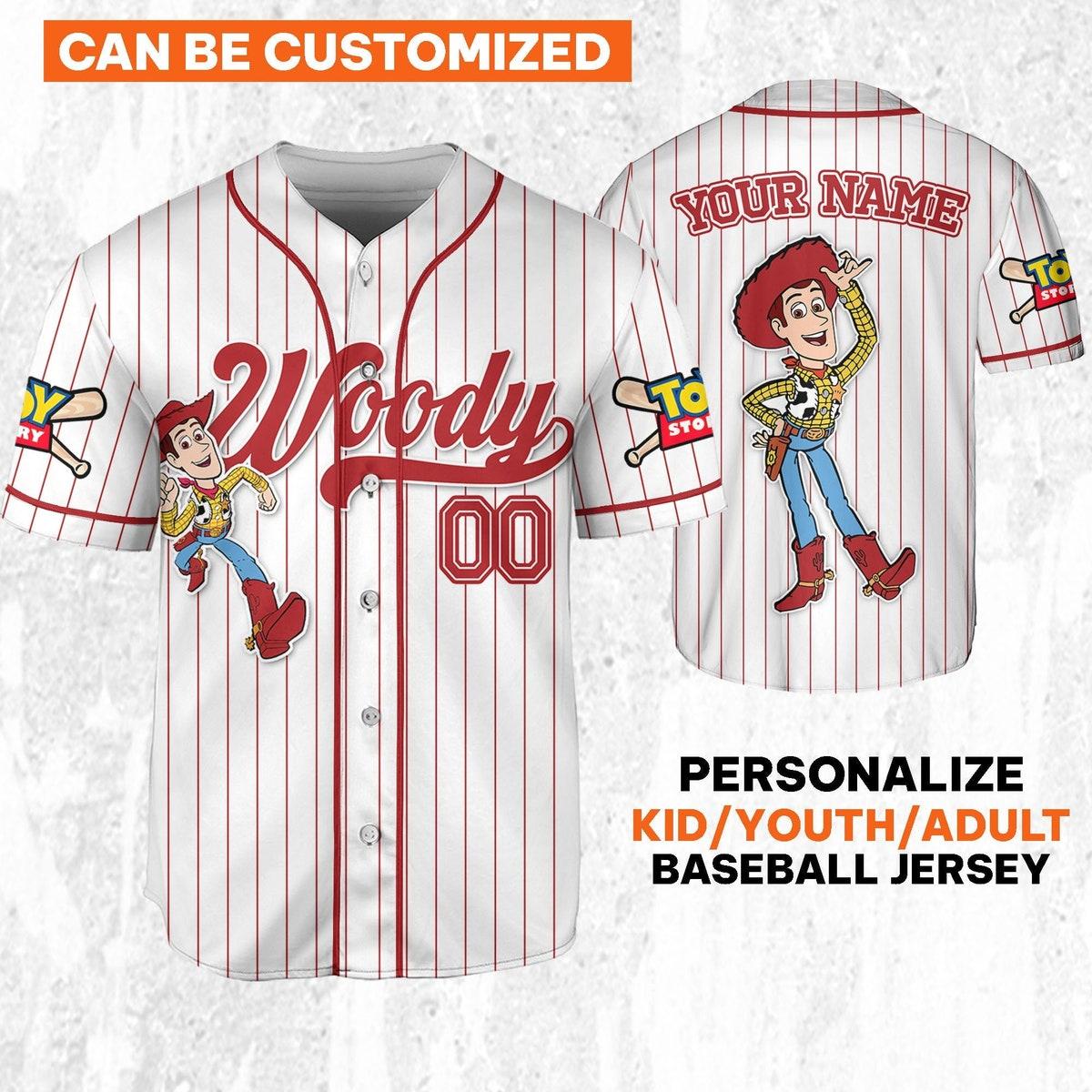 Custom Disney Toy Story Woody Sheriff Woody Buzz Lightyear Baseball Jersey 2