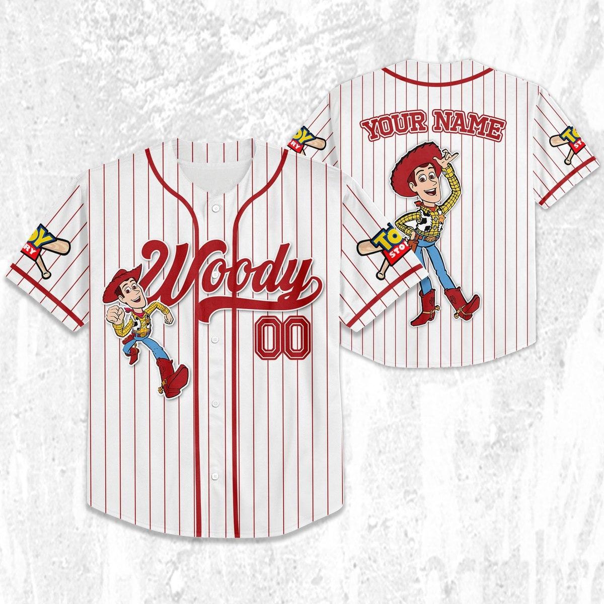 Custom Disney Toy Story Woody Sheriff Woody Buzz Lightyear Baseball Jersey 3