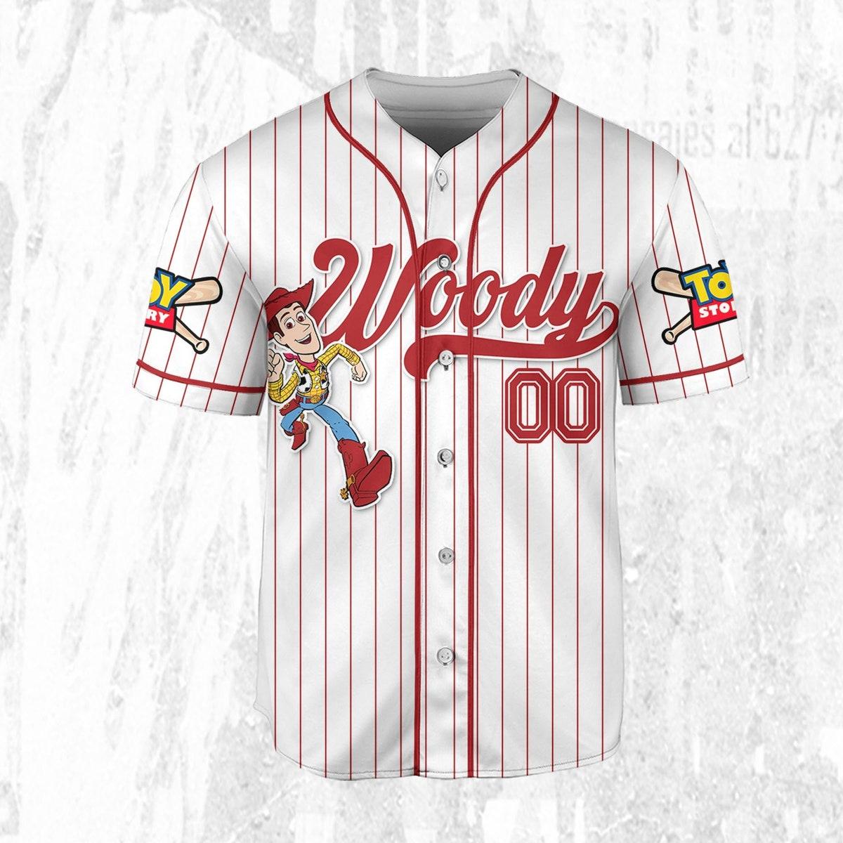 Custom Disney Toy Story Woody Sheriff Woody Buzz Lightyear Baseball Jersey 4